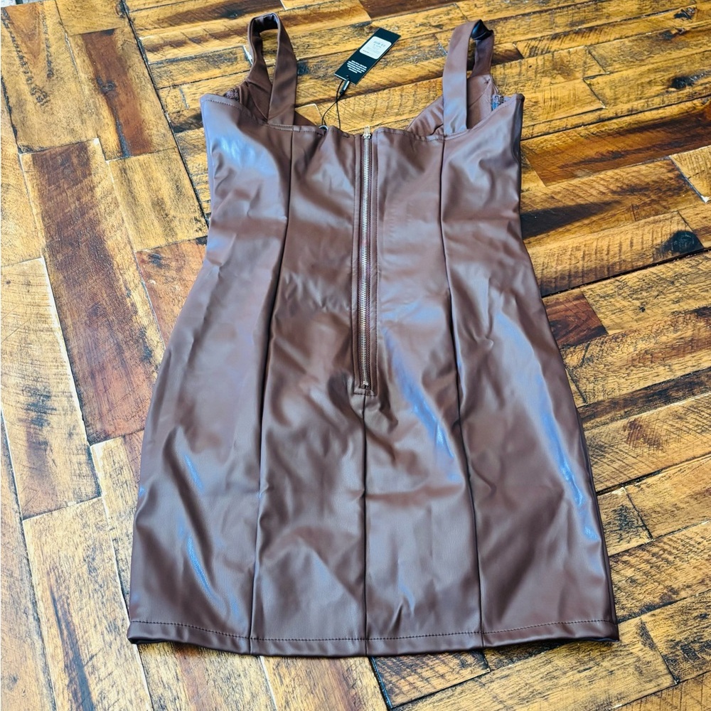 Fashion Nova Chocolate Faux Leather Mini Dress - Picture 7 of 12